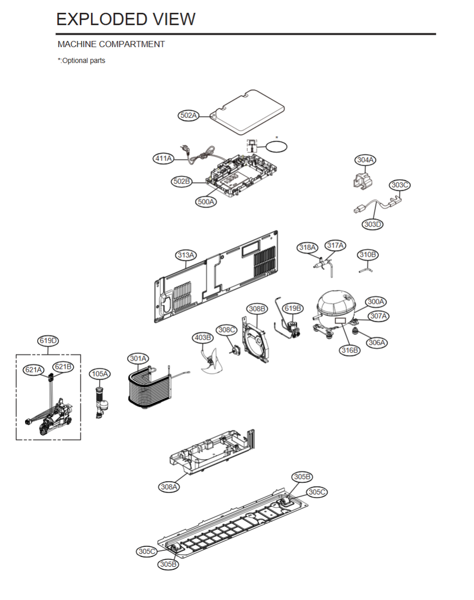 Refrigerator – GS-N635MBL – MACHINE COMPARTIMENT